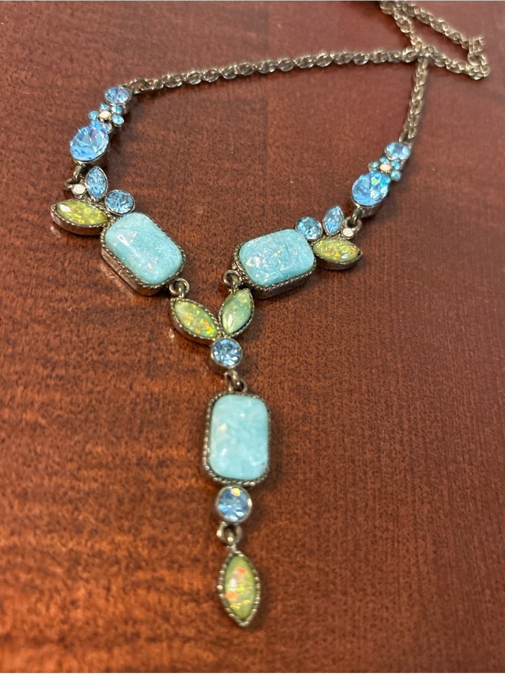 Vintage Nina Ricci Blue Rhinestone 16 Inch Necklace 1980s.